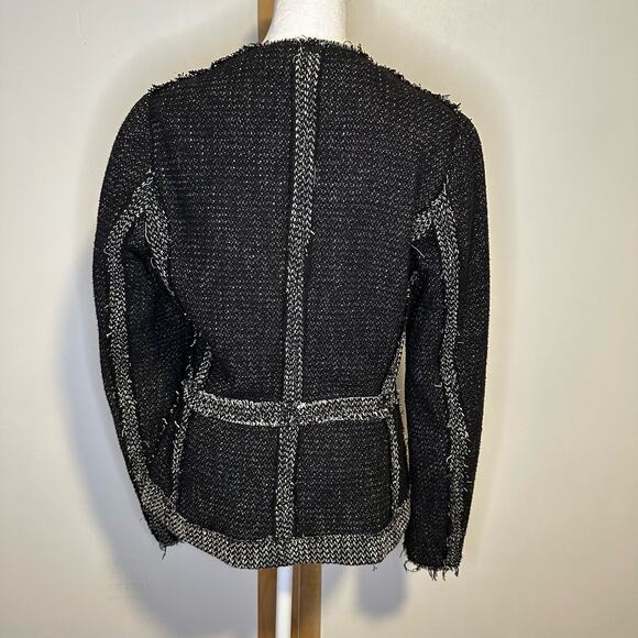 Rebecca Taylor black & cream knit zip-up jacket size 6 - Picture 5 of 12